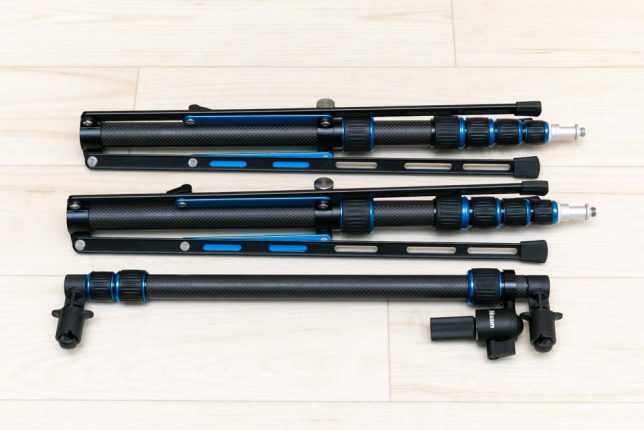 カーボン製のライトスタンドLS-50Cと、レフホルダーRH-100C